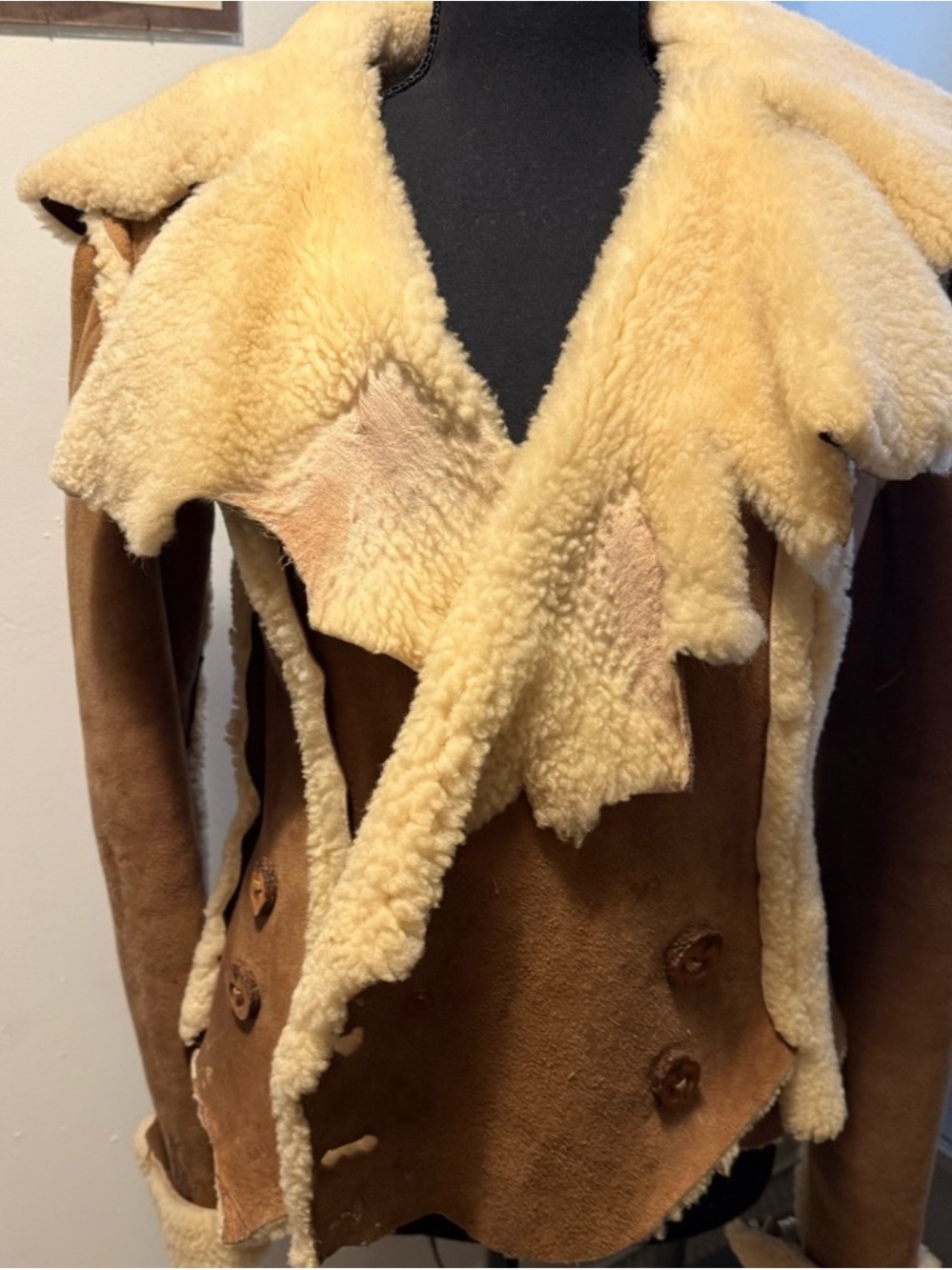 Classic Shearling-Trim Brown Suede Jacket